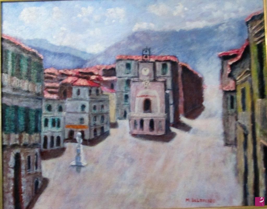 quadri in vendita online - Tropea La Piazzetta e l'Orologio  anno 2008  olio/tela 50x40  700€ disponibile