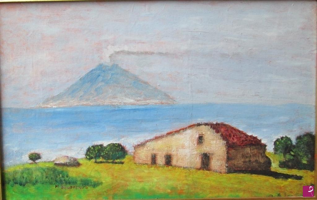 quadri in vendita online - Tropea Monte Poro Cascina e Stromboli  anno2008 olio/tela 47x30  700€ disponibile sconto40%