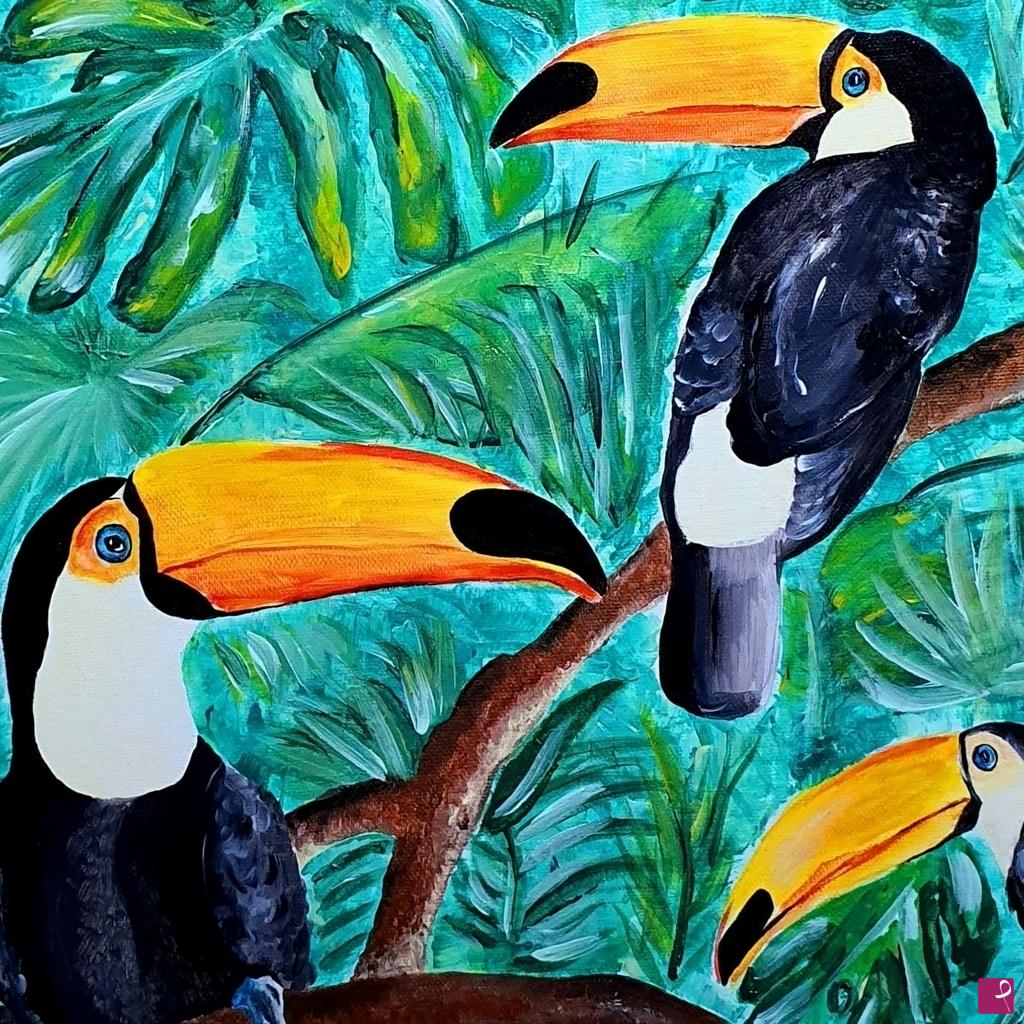 quadri in vendita online - Tropical Toucans