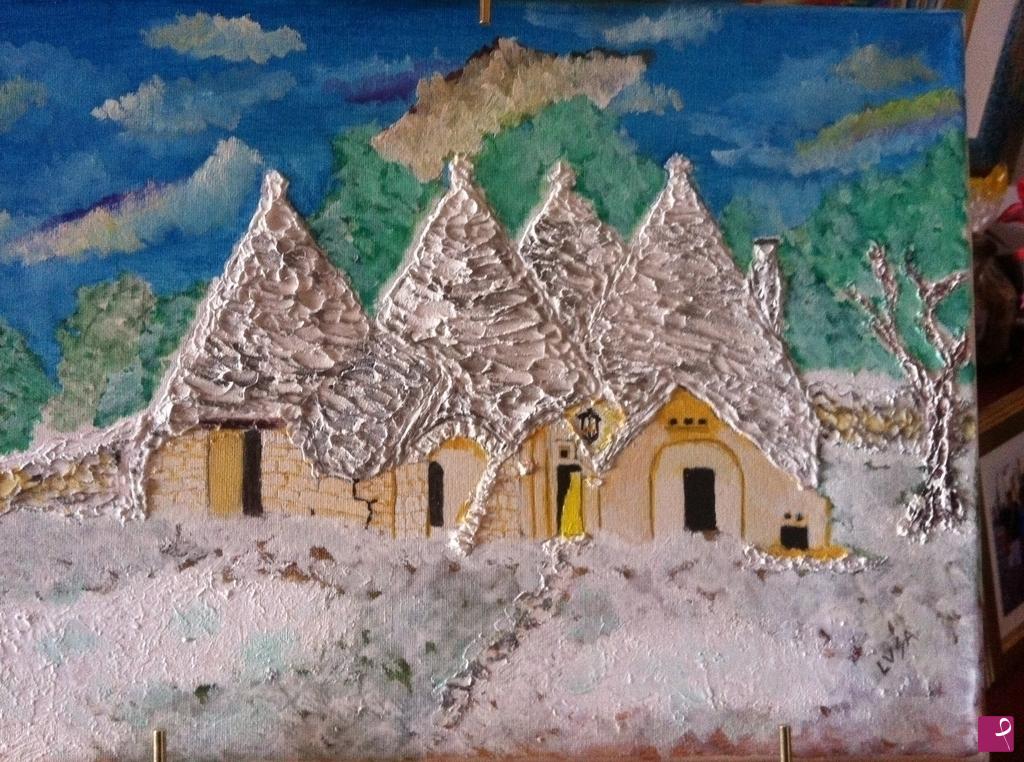 quadri in vendita online - Trulli innevati