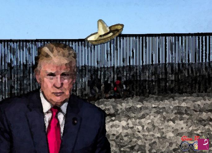 quadri in vendita online - Trump davanti al muro col Messico 