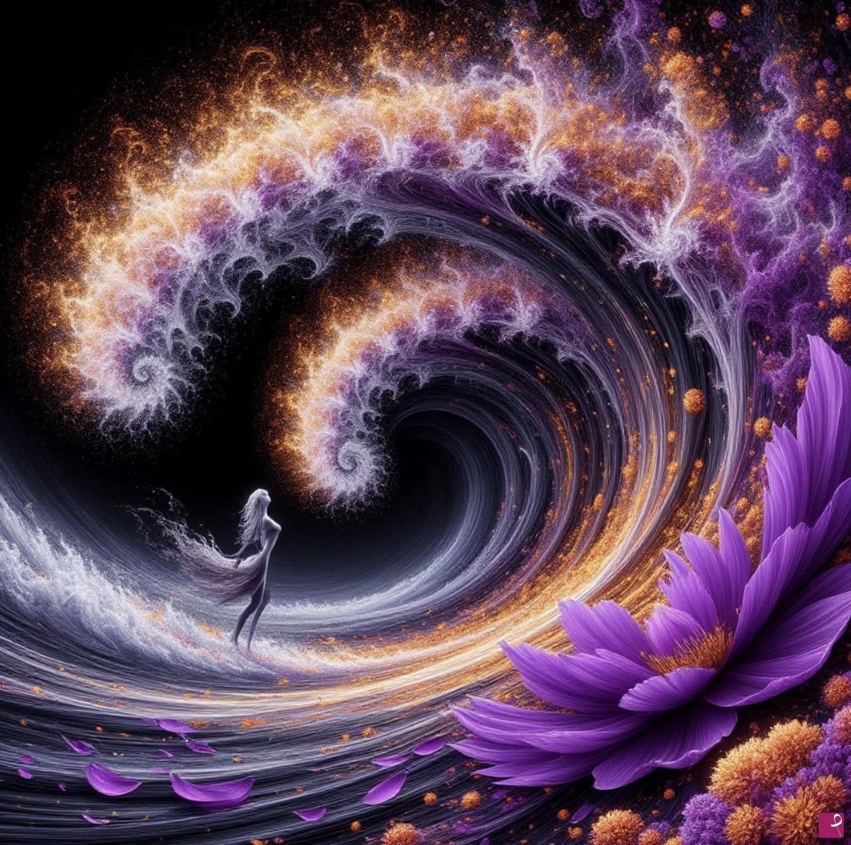 quadri in vendita online - tsunami, flowers and a girl3