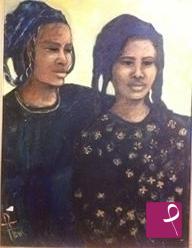 quadri in vendita online - Tuareg, madre e figlia 