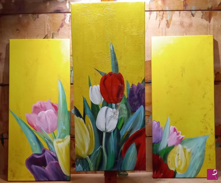 quadri in vendita online - Tulip on Yellow 