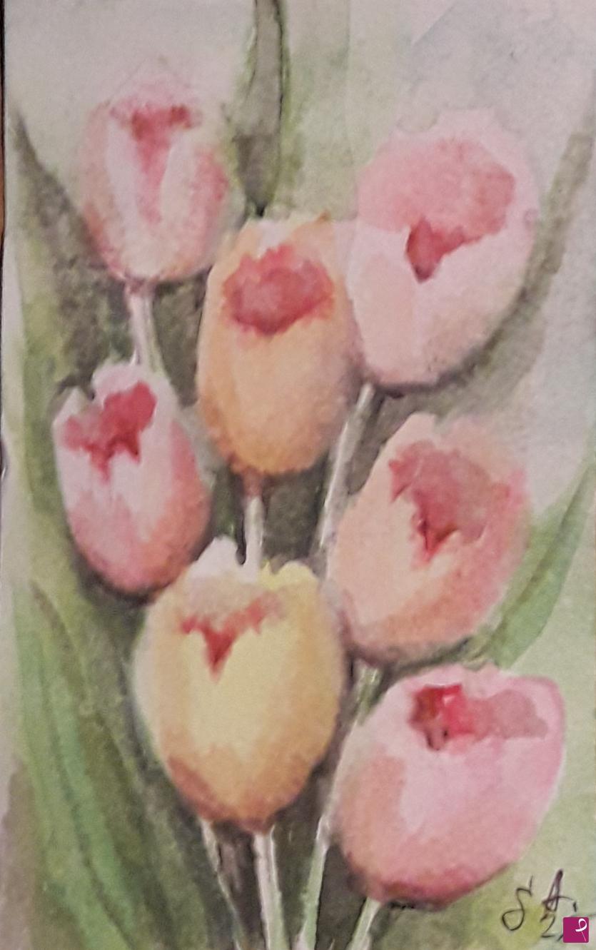 quadri in vendita online - Tulipani di primavera 