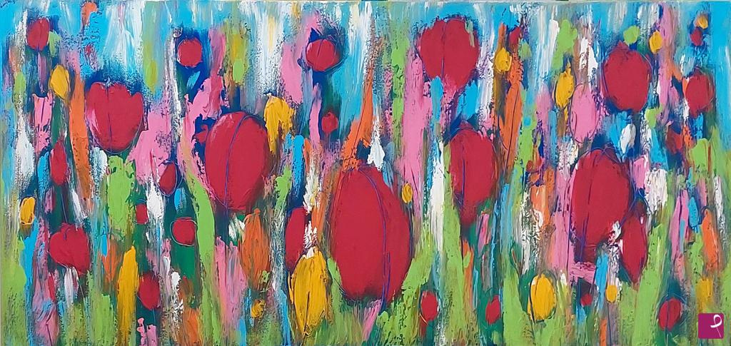 quadri in vendita online - Tulipani fucsia 