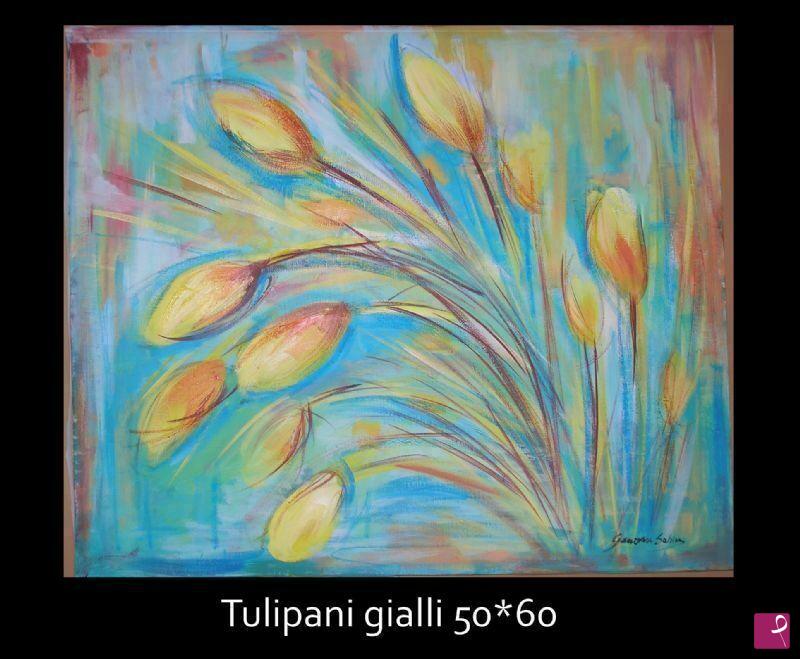 quadri in vendita online - tulipani gialli