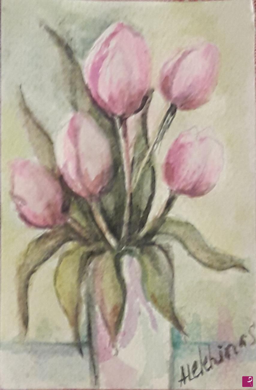 quadri in vendita online - Tulipani in vaso. Miniatura