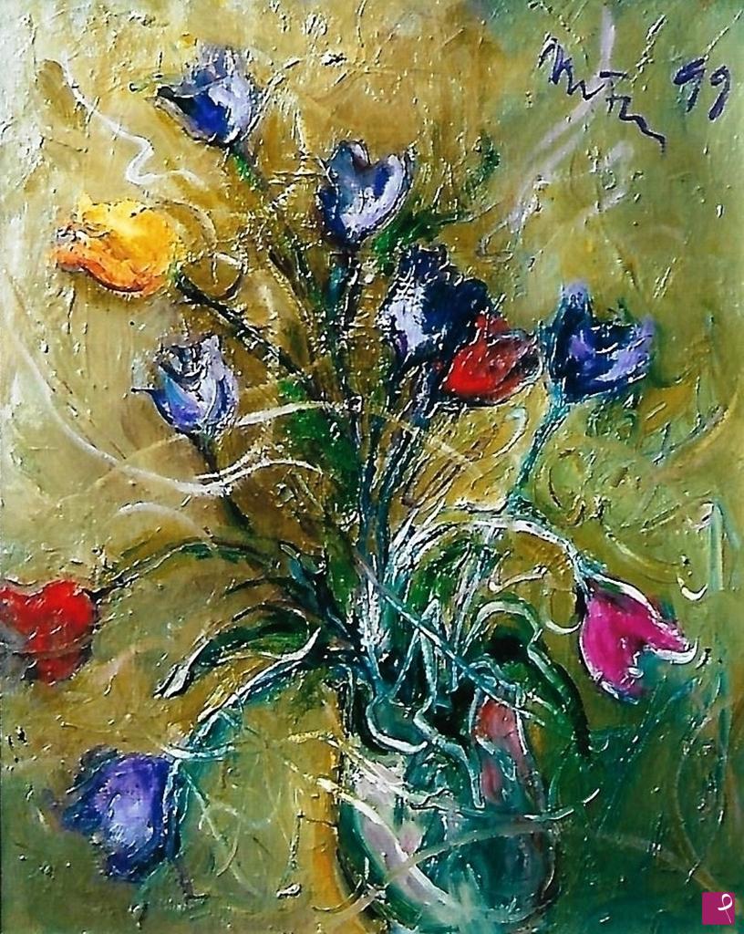 quadri in vendita online - Tulipani multicolori