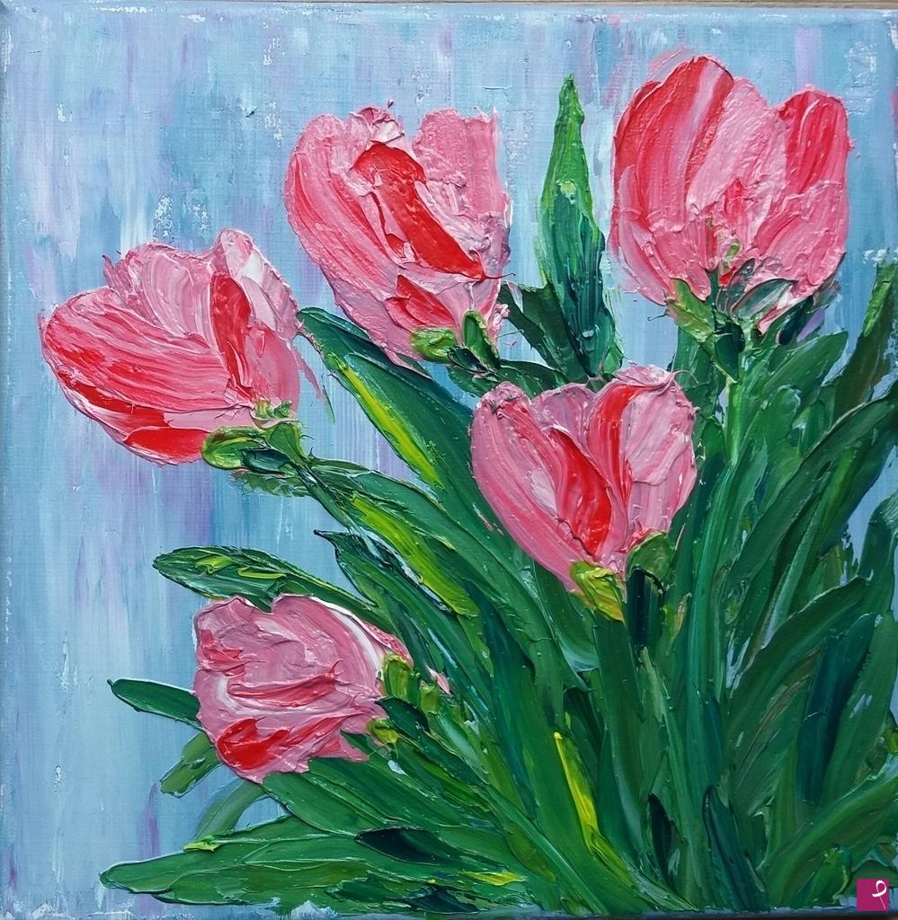 quadri in vendita online - Tulipani rosa