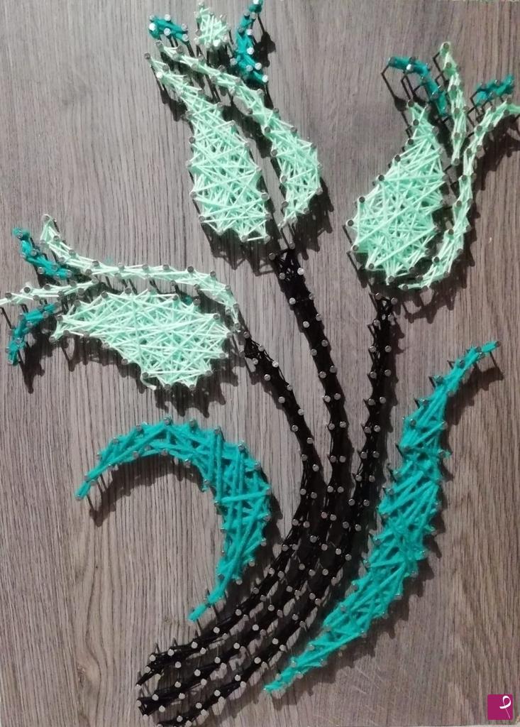 quadri in vendita online - Tulipani  Verdi String Art