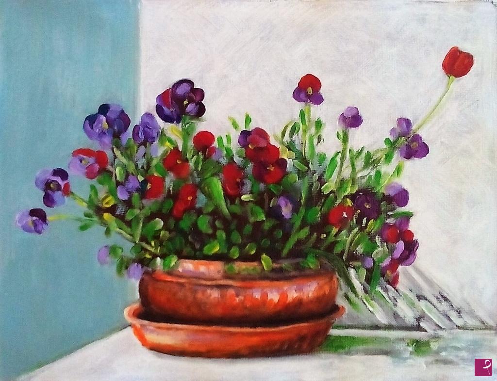 quadri in vendita online - TULIPANO E VIOLE (2016)