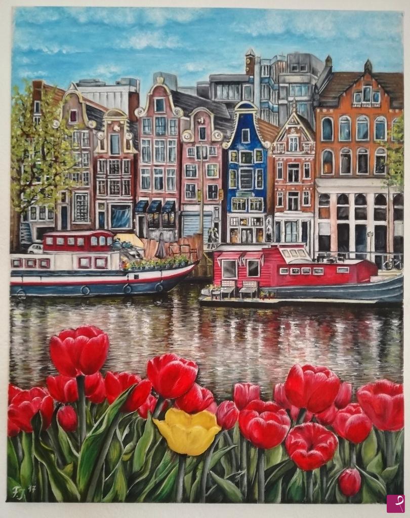 quadri in vendita online - Tulips in Amsterdam