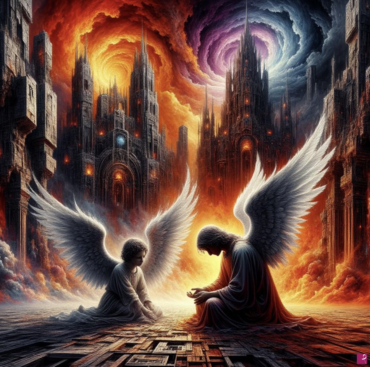 quadri in vendita online - Two Angels in city