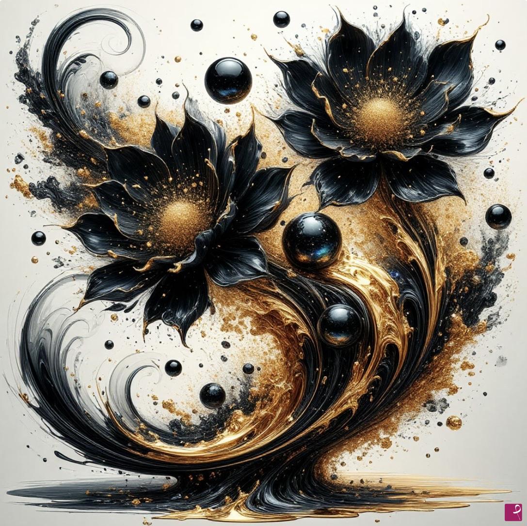 quadri in vendita online - Two Black flowers