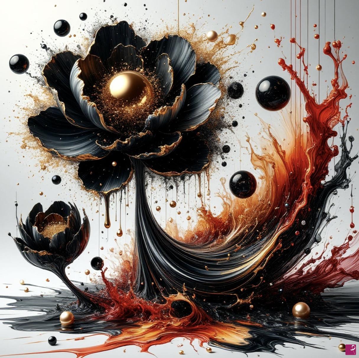 quadri in vendita online - Two Black Flowers 