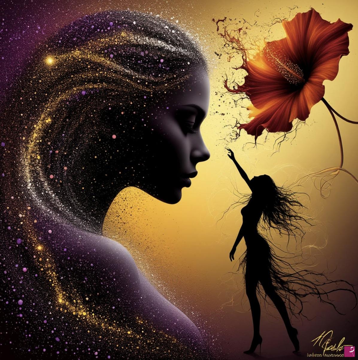 quadri in vendita online - Two girls and flower 