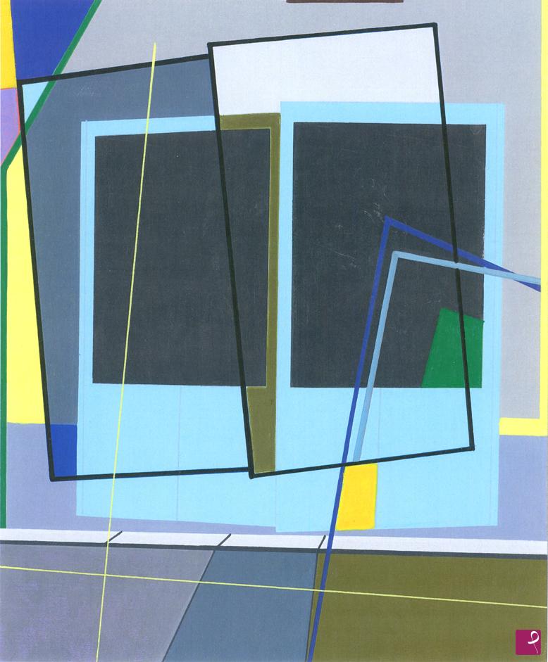 quadri in vendita online - two green doors - flat painting study