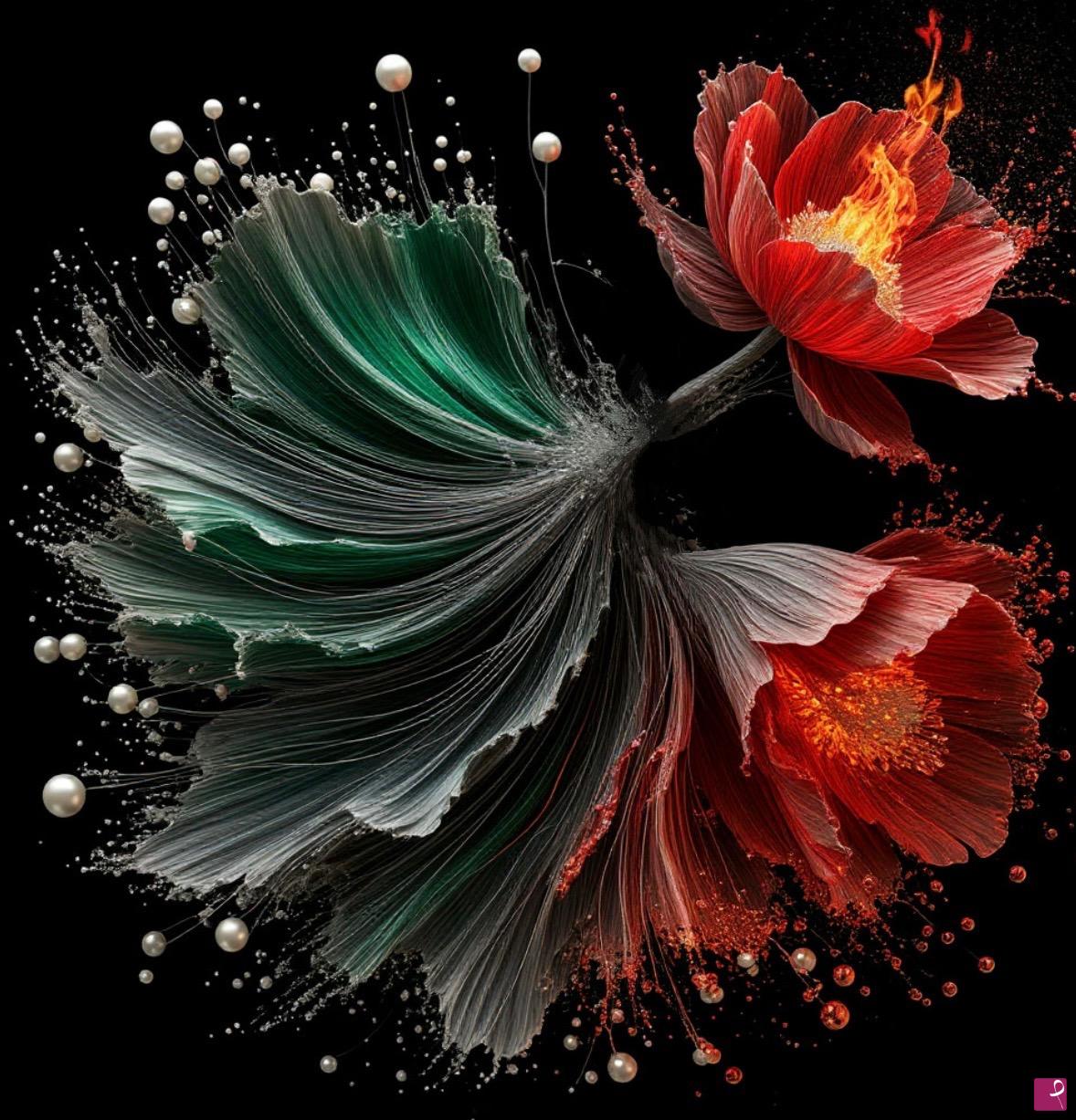 quadri in vendita online - Two rad flowers 