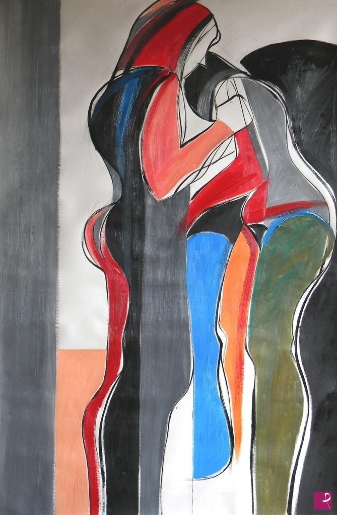 quadri in vendita online - Two women on the beach