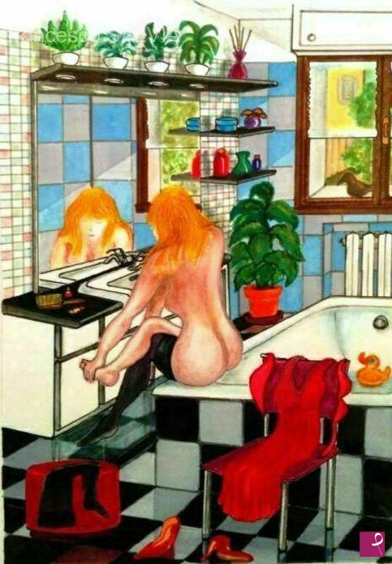 quadri in vendita online - uccello alla finestra guarda ragazza allo specchio