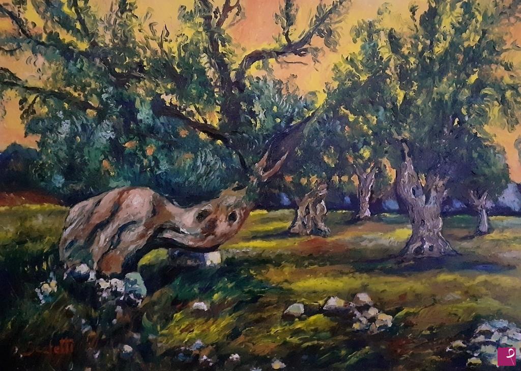 quadri in vendita online - Ulivi al tramonto 
