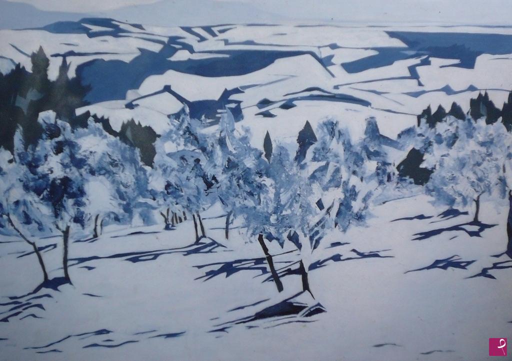 quadri in vendita online -  ULIVI BLU  CON EFFETTO NEVE