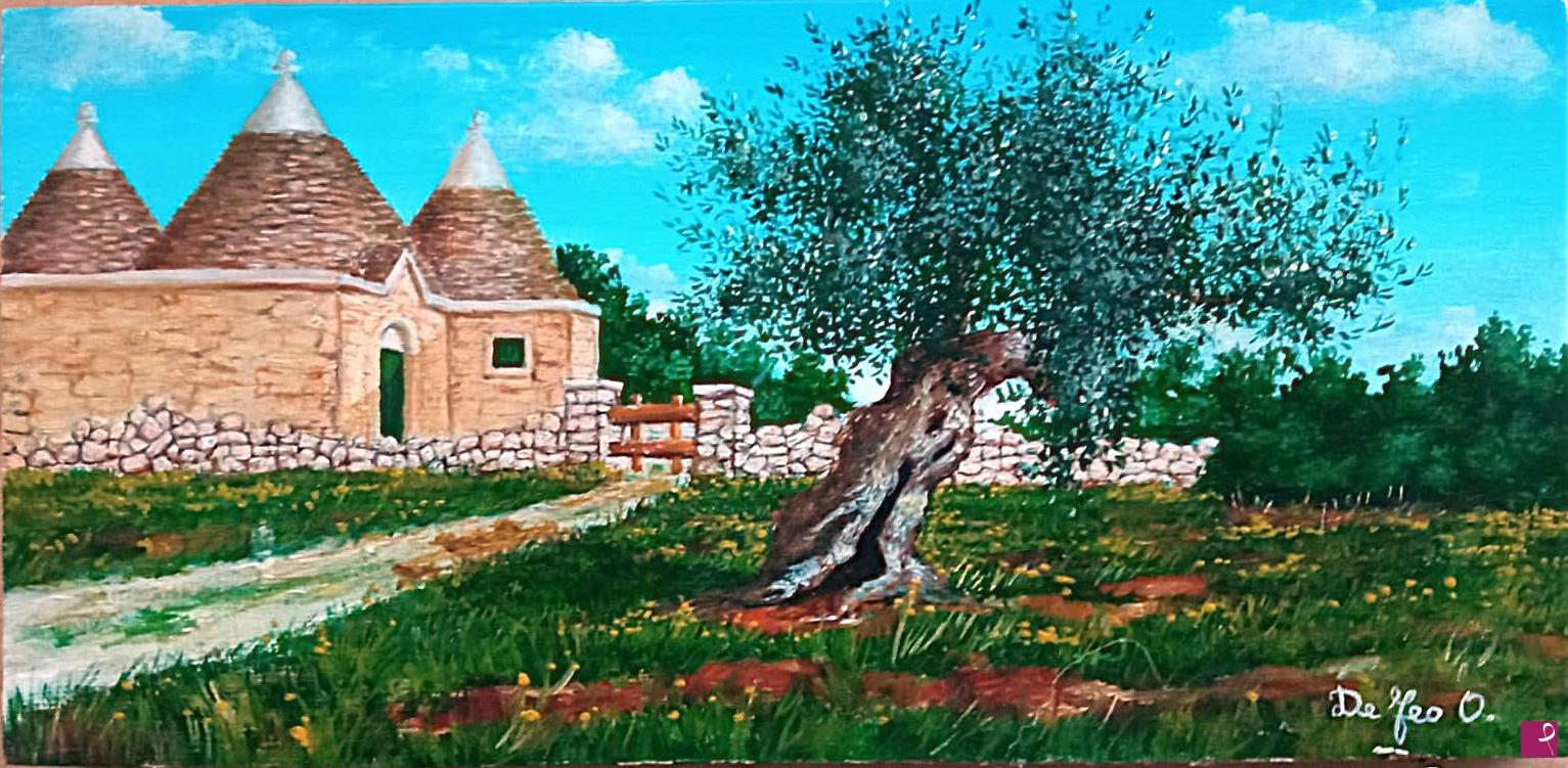 quadri in vendita online - Ulivo con trulli