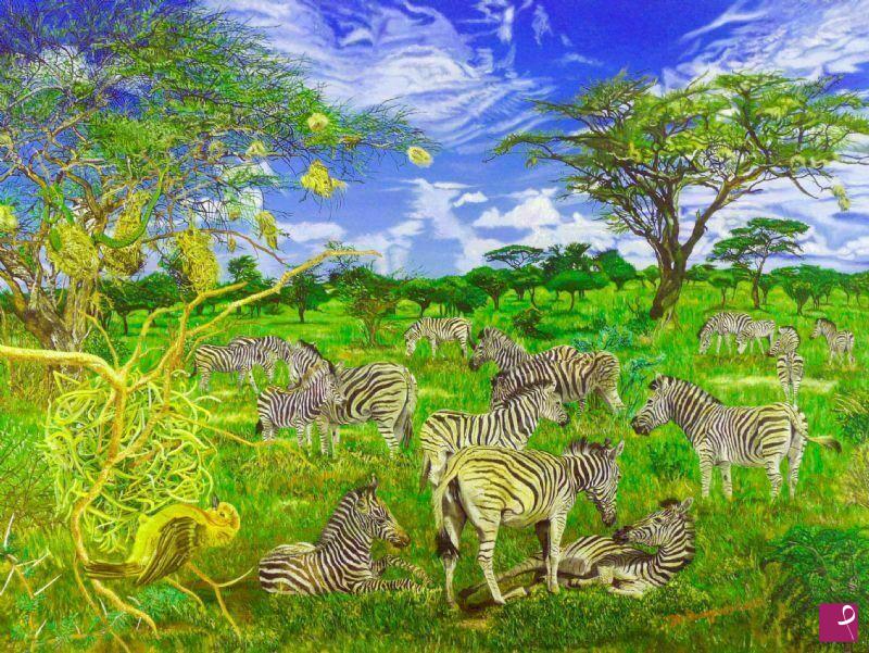 quadri in vendita online - un angolo di savana africana