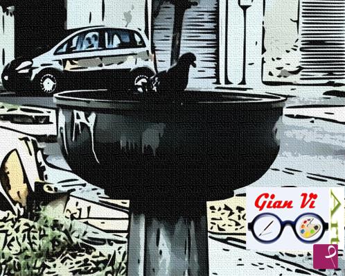 quadri in vendita online - Un fonte battesimale all'aperto - Omaggio a piazza Amendola 