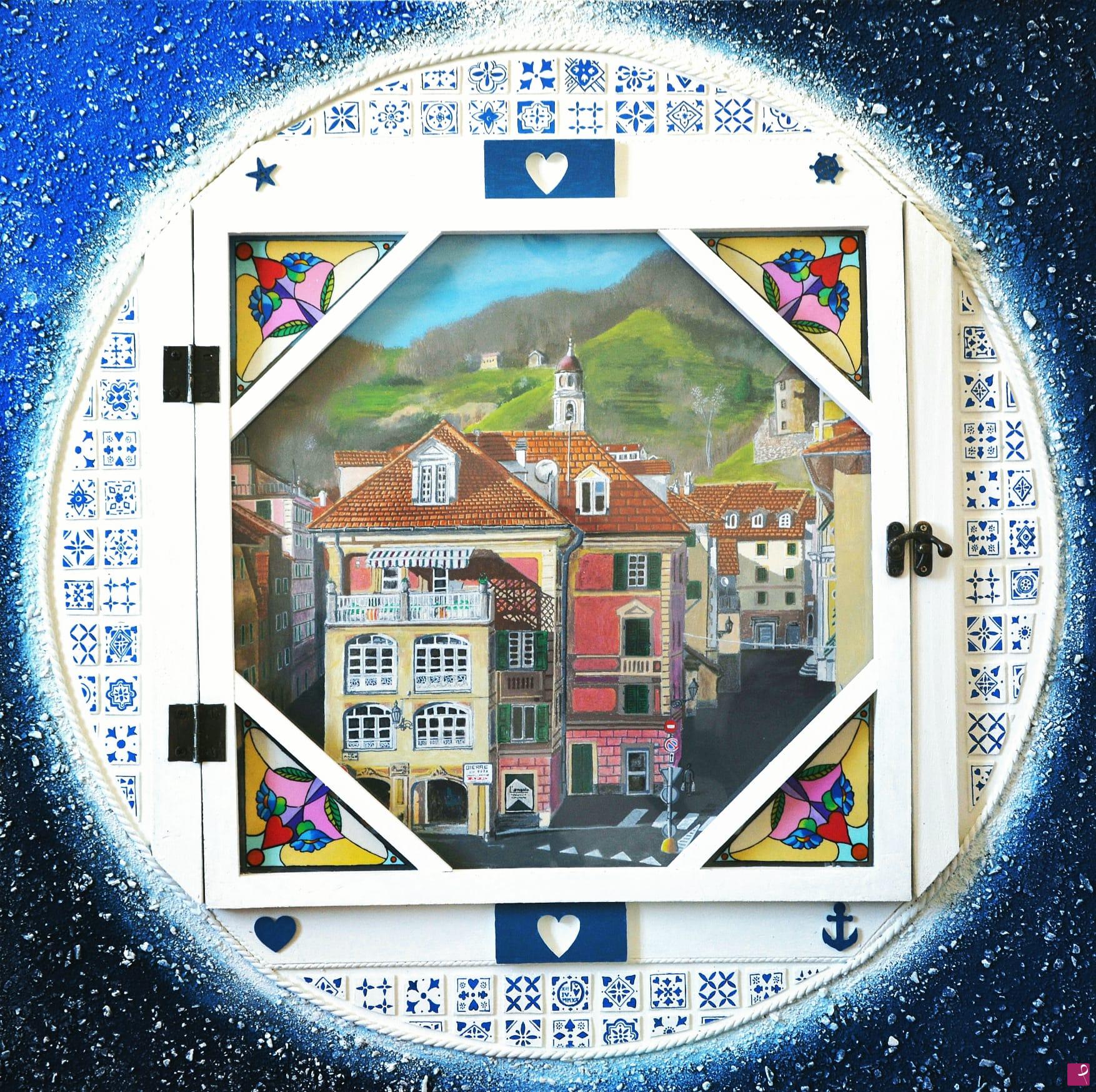 quadri in vendita online - Un Mondo XII.IV. La finestra sul borgo - Campoligure 