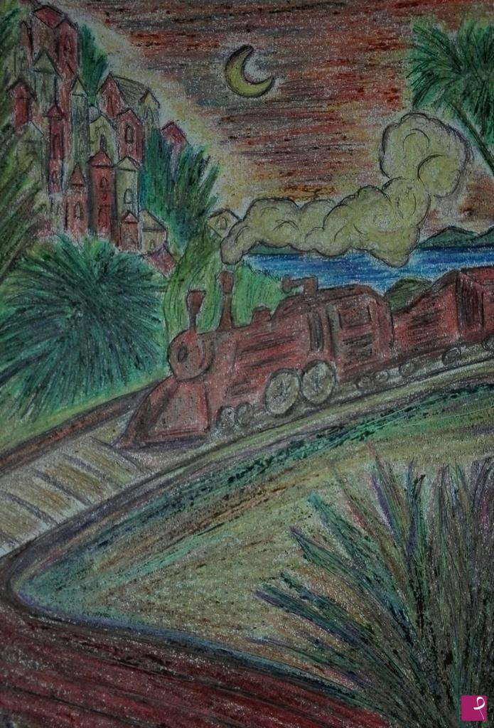 quadri in vendita online - "Un tramonto,un treno"