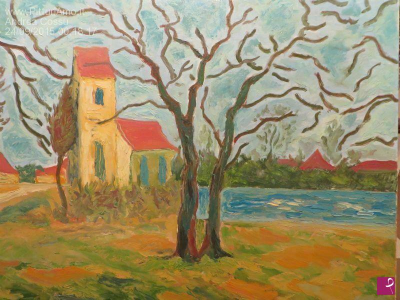 quadri in vendita online - Un villaggio  vicino Honfleur
