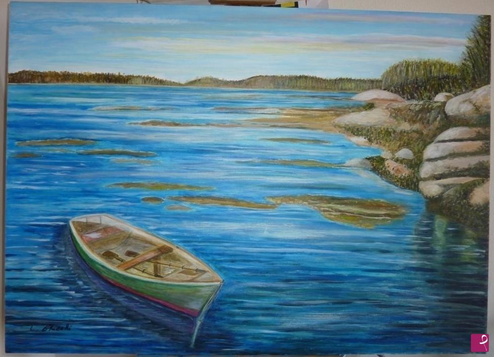 quadri in vendita online - Una barca sul fiume