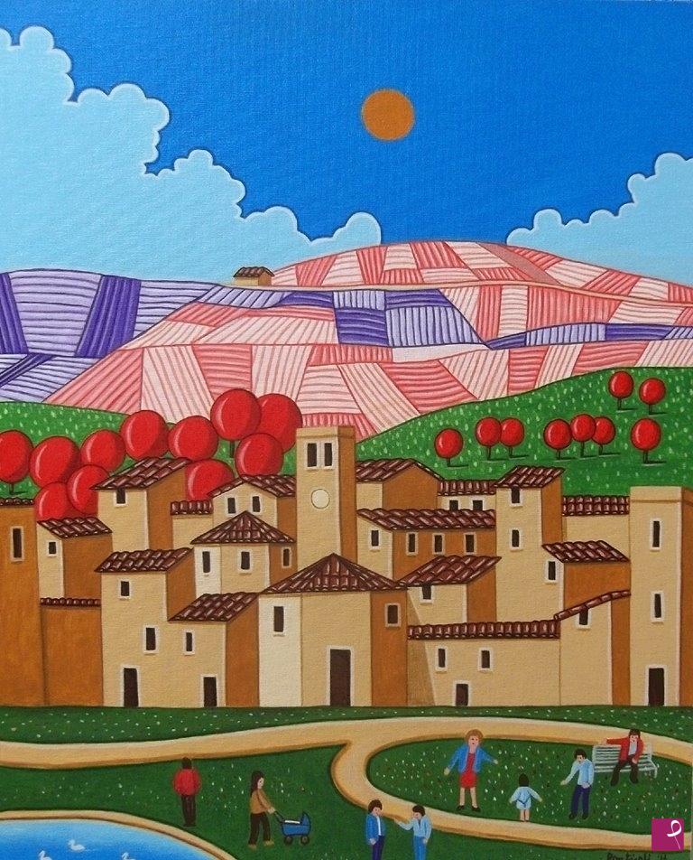 quadri in vendita online - Una domenica ai giardini pubblici