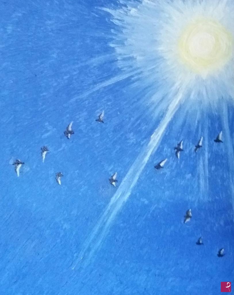 quadri in vendita online - una mattina di agosto al mare (sguardo verso il cielo)
