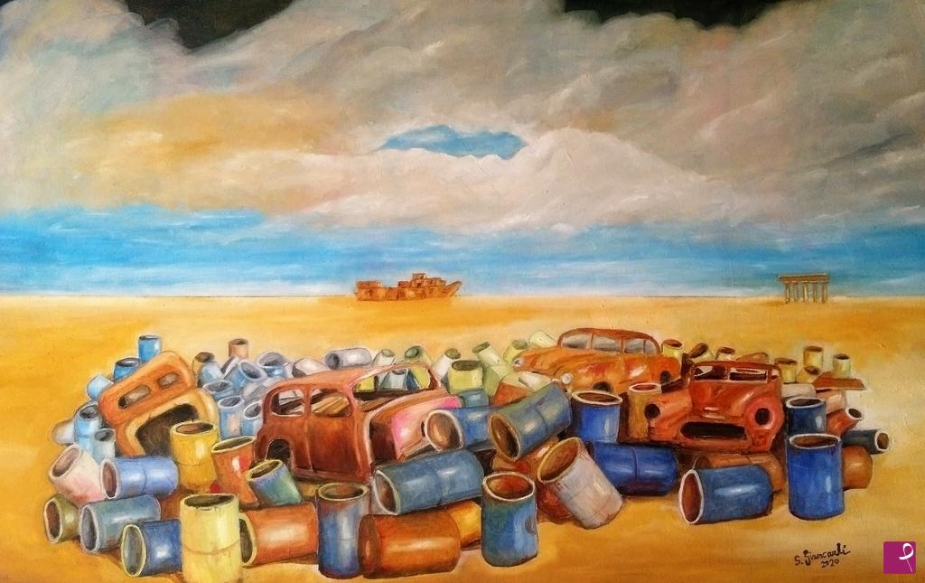 quadri in vendita online - UNA NAVE NEL DESERTO