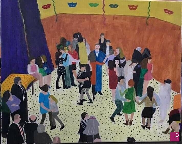 quadri in vendita online - Una serata di carnevale al circolo
