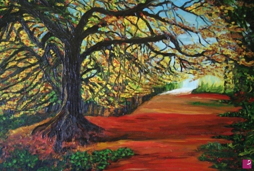 quadri in vendita online - Una strada nel bosco.....
