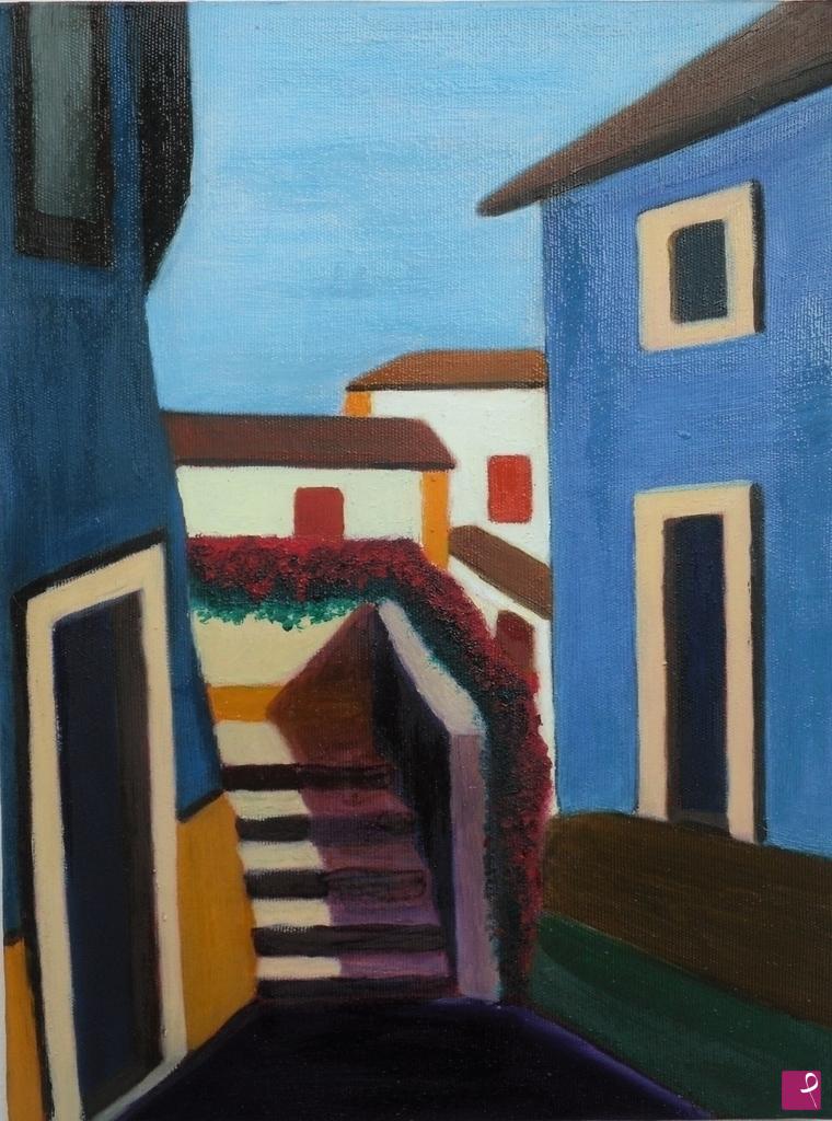 quadri in vendita online - Una via di Obidos