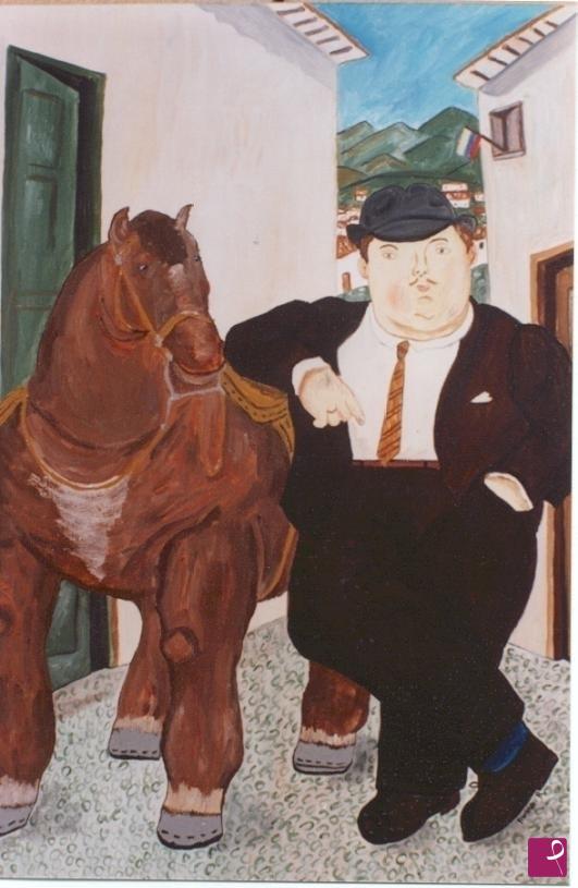 quadri in vendita online - Uomo con cavallo