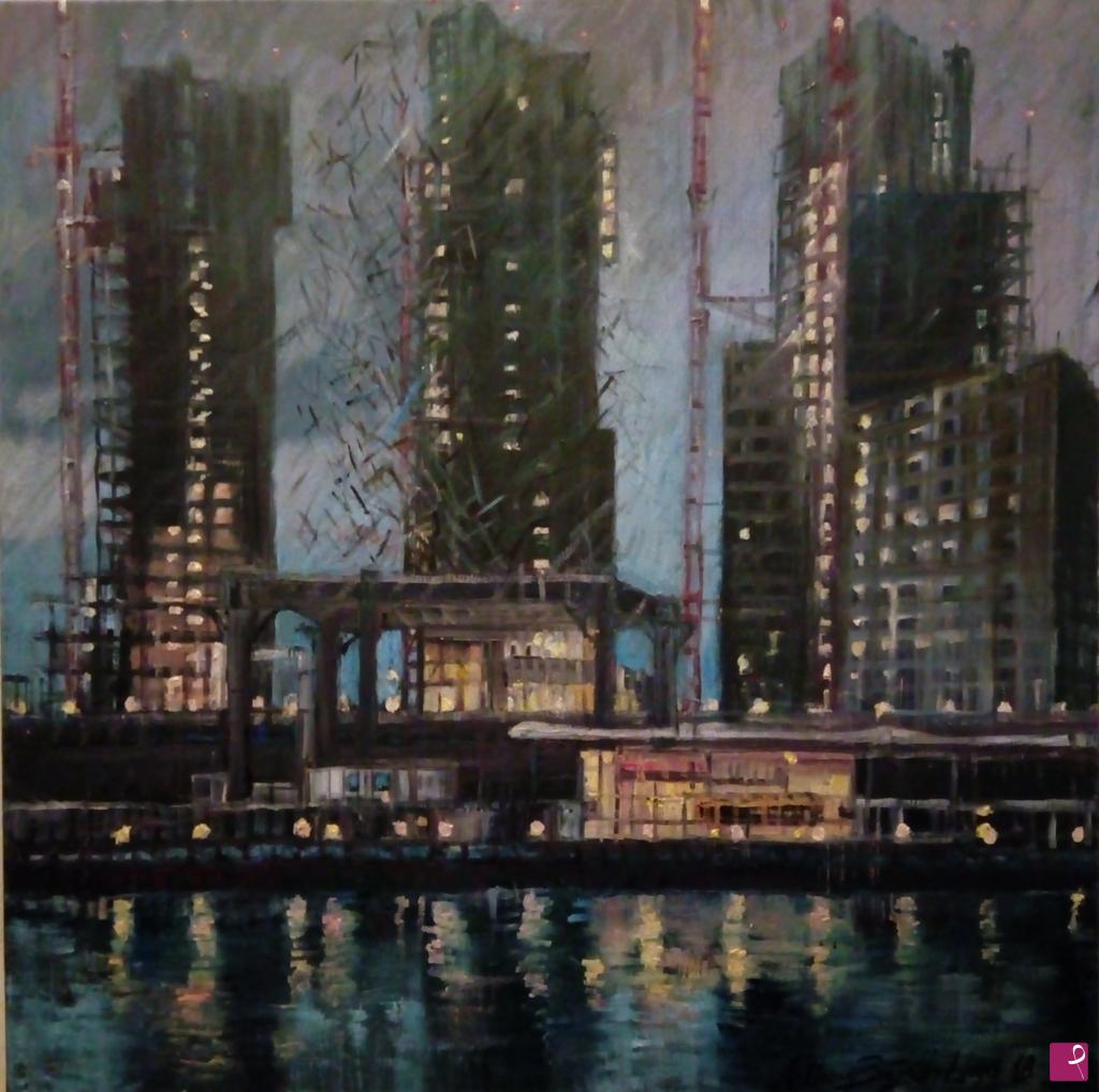 quadri in vendita online - Upper Riverside Development, Greenwich Peninsula. Evening