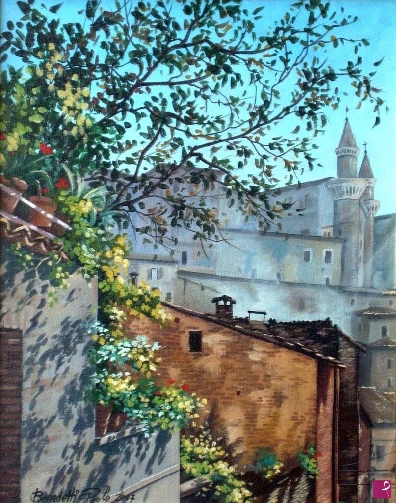 quadri in vendita online - Urbino nelle prime ore del mattino