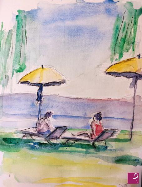 quadri in vendita online - Vacanza sul lago