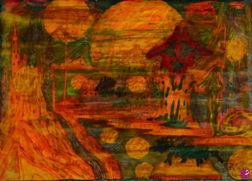 quadri in vendita online - VALLE LUMINOSA COSMICA INQUIETA