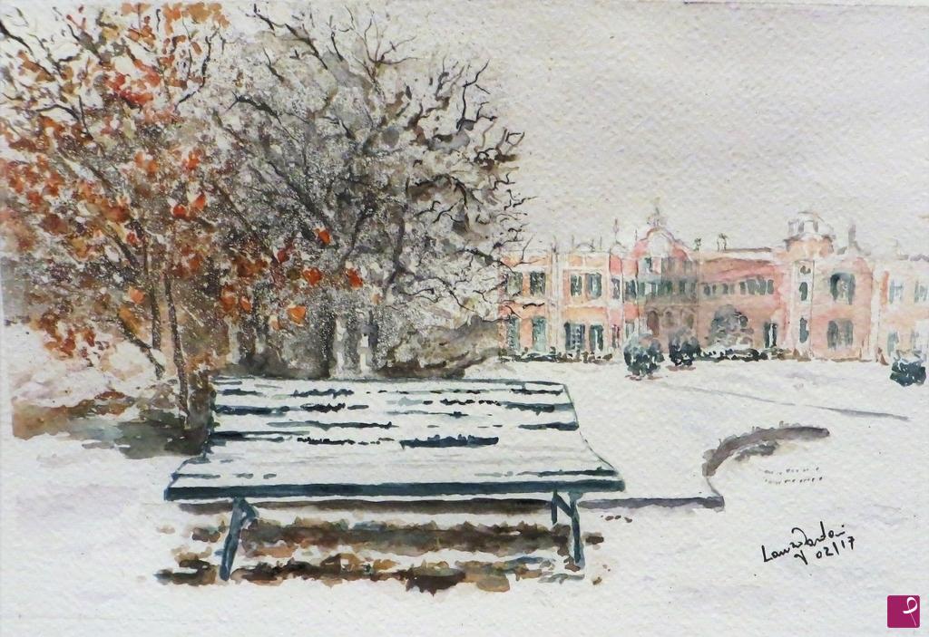 quadri in vendita online - Varese - Inverno ai giardini di Palazzo Estense
