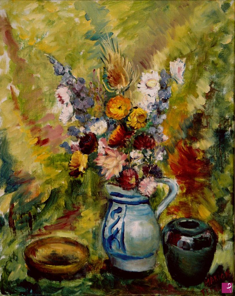 quadri in vendita online - Vasetto di Colonia con fiori secchi