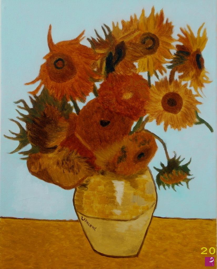 quadri in vendita online - Vaso con dodici girasoli