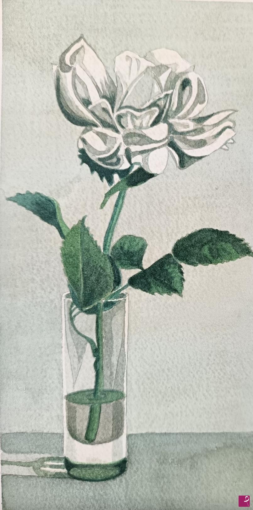 quadri in vendita online - VASO CON FIORE BIANCO