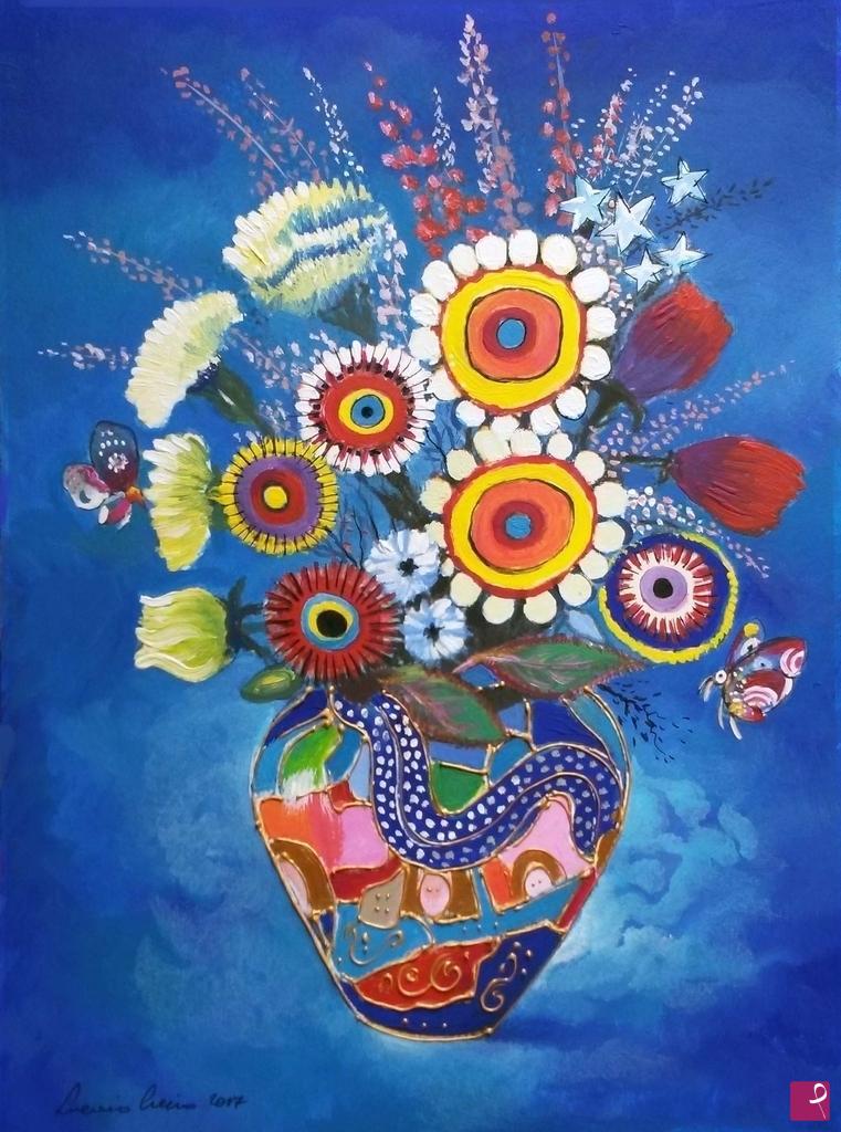 quadri in vendita online - Vaso con fiori
